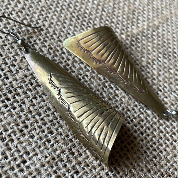 Vintage brass earrings - Picture 1 of 6